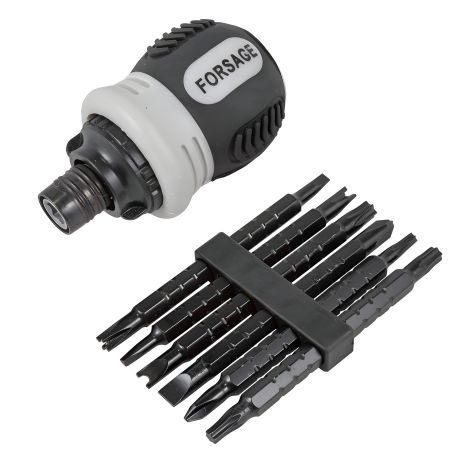 Реверсивна викрутка з набором спеціальних біт, у блістері FORSAGE F-32807MR