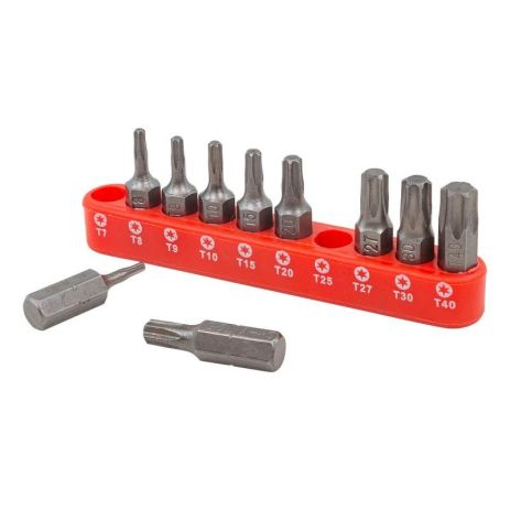 Набор бит TORX 10 предметов 1/4" (T 7,8,9,10,15,20,25,27,30,40-25мм) ROCKFORCE FORSAGE RF-21022