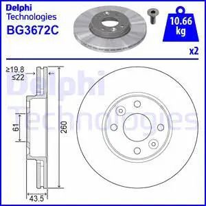 Диск тормозной DACIA LOGAN, NISSAN MICRA, RENAULT LOGAN, DELPHI (BG3762)