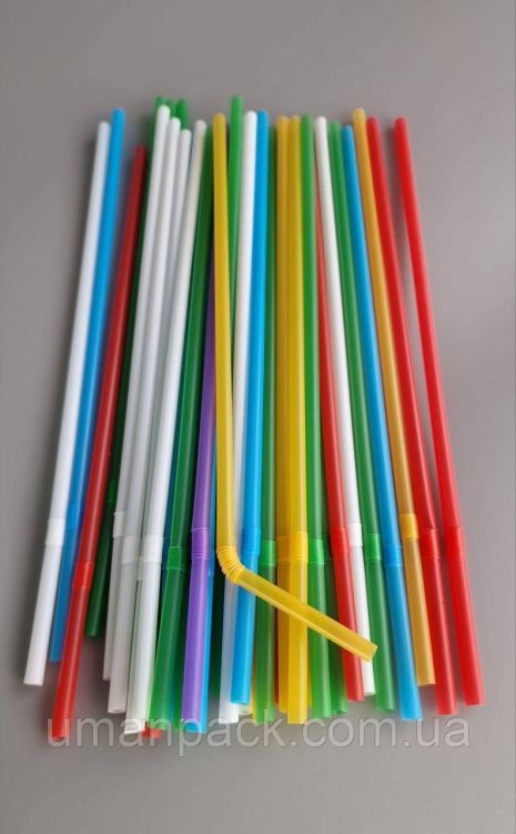 Трубочка d4.8-24см Микс с гофрой (200 шт)