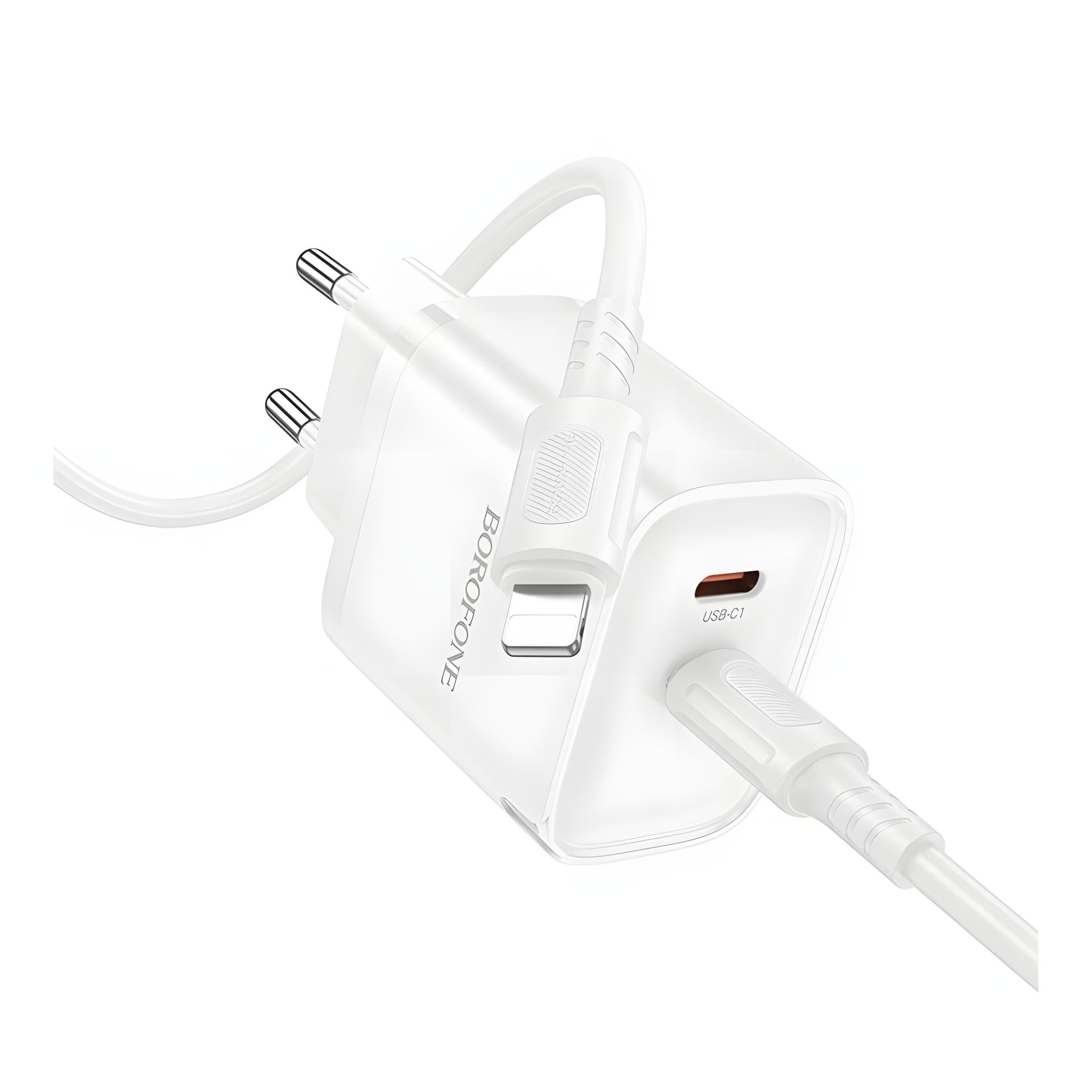 Сетевое Зарядное Устройство Borofone BA85A 2USB-C PD/QC 35W+Type-C to Lightning Белый Сетевое Зарядное Устройство Borofone BA85A 2USB-C PD/QC 35W+Type-C to Lightning Белый