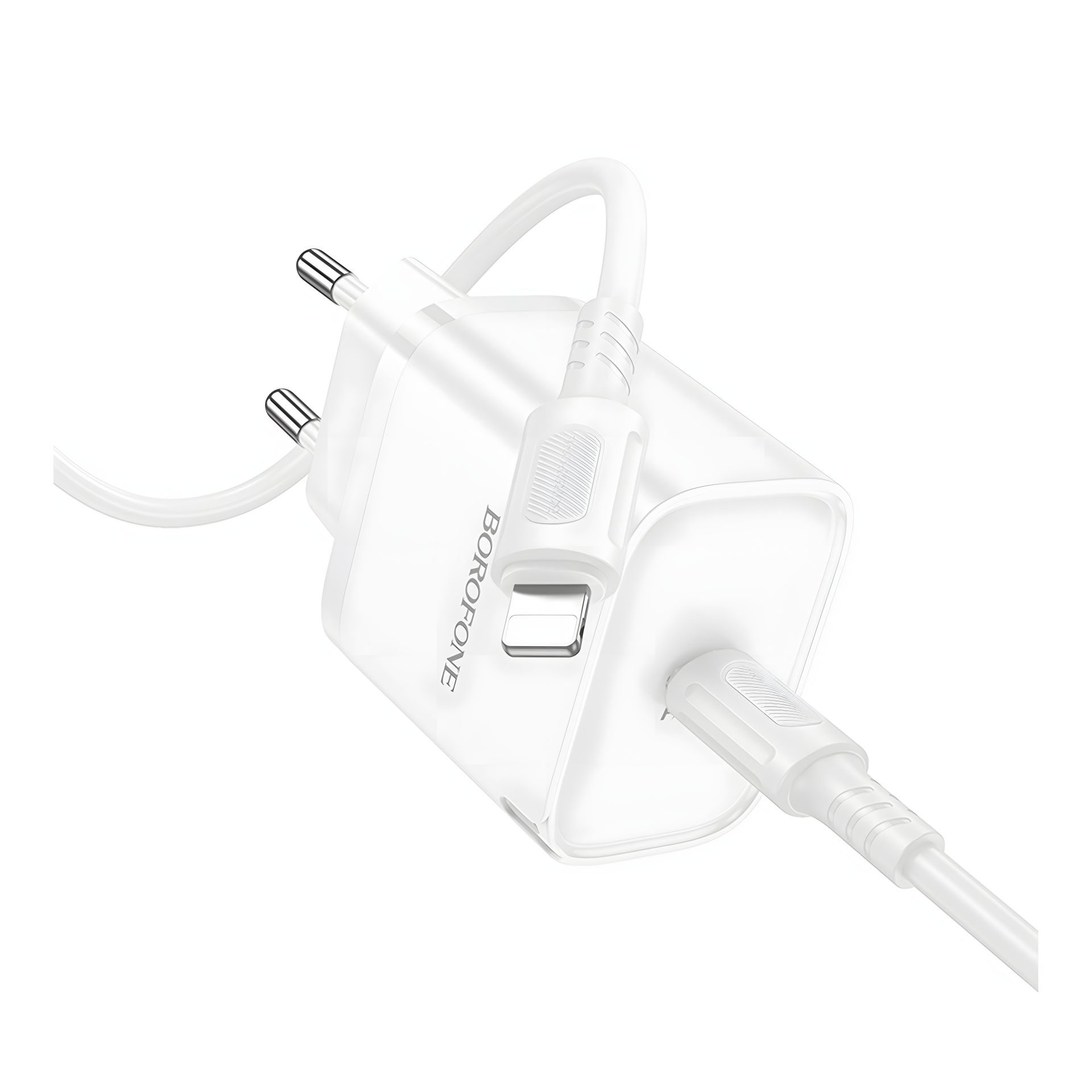 Сетевое Зарядное Устройство Borofone BA84A 1USB-C PD/QC 30W+Type-C to Lightning Белый Сетевое Зарядное Устройство Borofone BA84A 1USB-C PD/QC 30W+Type-C to Lightning Белый