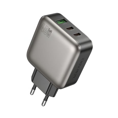 Borofone BAS56A зарядний пристрій мережевий 2USB-C/1USB QC/PD 45W GAN Чорний Borofone BAS56A зарядний пристрій мережевий 2USB-C/1USB QC/PD 45W GAN Чорний