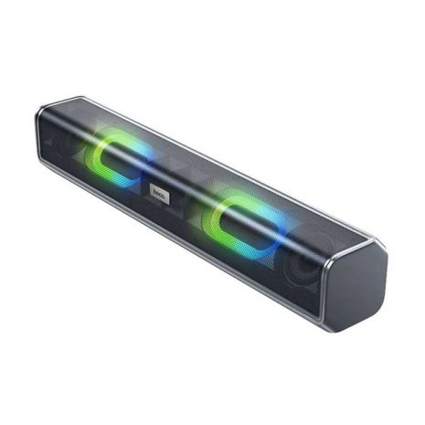 Бездротова колонка Hoco BS49 зі світломузикою, IPX5, BT5.1, FM, TF, USB, AUX, TWS, 10W, 1800mAh, 2.5h, сіра