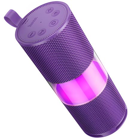 Bluetooth колонка Hoco HC29 портативна з LED підсвічуванням, purple, BT5.4, 15W, 1800mAh, 3h, FM, TF, USB, TWS Bluetooth колонка Hoco HC29 портативна з LED підсвічуванням, purple, BT5.4, 15W, 1800mAh, 3h, FM, TF, USB, TWS