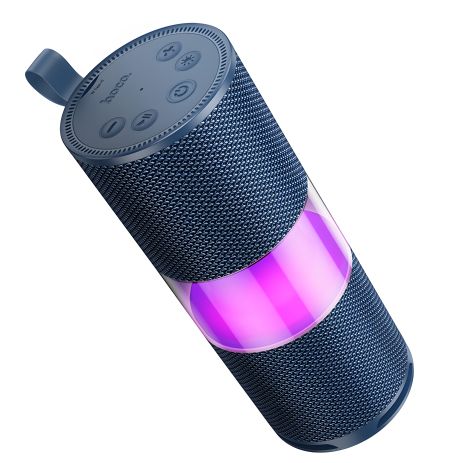 Bluetooth колонка Hoco HC29 портативна з LED підсвічуванням, blue, BT5.4, 15W, 1800mAh, 3h, FM, TF, USB, TWS