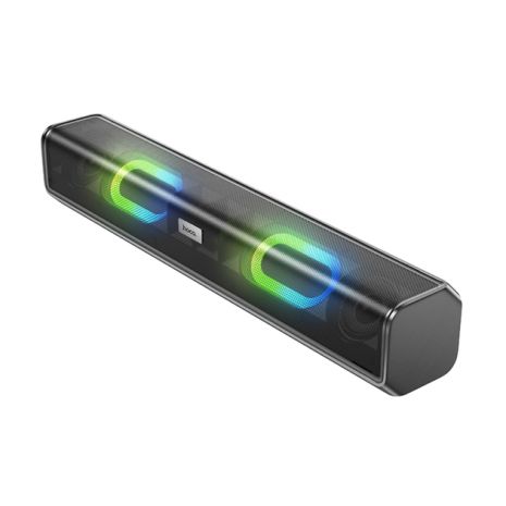 Бездротова колонка Hoco BS49 зі світломузикою, IPX5, BT5.1, FM, TF, USB, AUX, TWS, 10W, 1800mAh, 2.5h, чорна