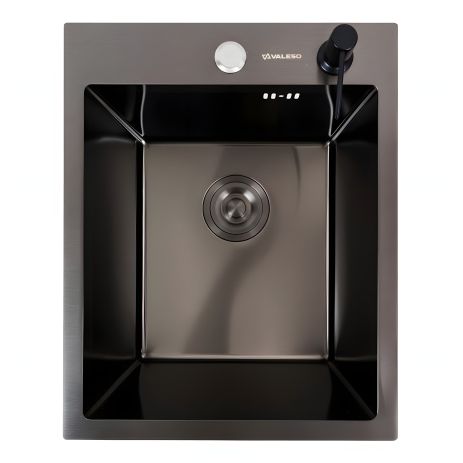 PVD Кухонная раковина Black 40*50 Valeso ручная работа (Siphon Round 3,0/0,8)