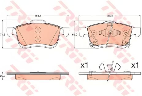 Гальмівні колодки FIAT 500L, TRW (GDB2060)