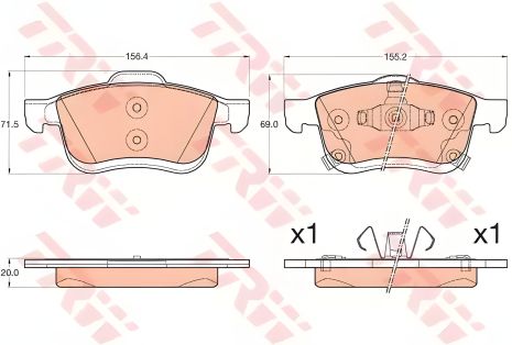 Гальмівні колодки FIAT 500L, TRW (GDB2060) Гальмівні колодки FIAT 500L, TRW (GDB2060)