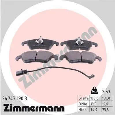 Комплект тормозных колодок AUDI A5, AUDI A6, AUDI A7, ZIMMERMANN (247431903)