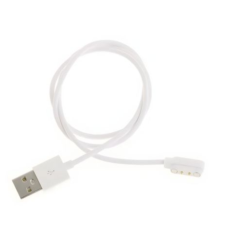 Магнітний USB кабель для смарт-годинника (2 pin, 2.8 x 9 мм) білий