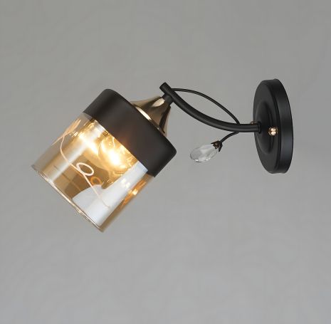 Настенное бра VALESO с черно-золотым стеклянным плафоном (A3428/1W)