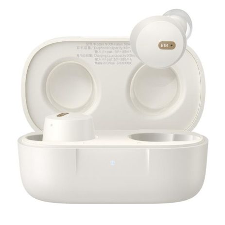 Бездротові навушники Baseus Bowie E18 True Wireless Earphones, IPX4, ENC, BT5.3, 40 mAh, 300 mAh, 7.5h, White A00023800223-00