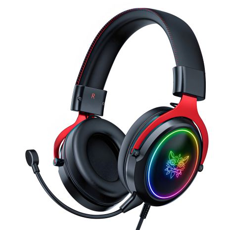 ONIKUMA X10 Gaming with LED, USB, 3.5mm, 2.1m, black-red Дротові ігрові навушники