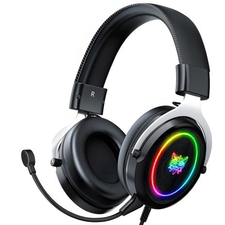 Дротові ігрові навушники ONIKUMA Gaming with LED X10, USB, 3.5mm, 2.1m, black-silver Дротові ігрові навушники ONIKUMA Gaming with LED X10, USB, 3.5mm, 2.1m, black-silver