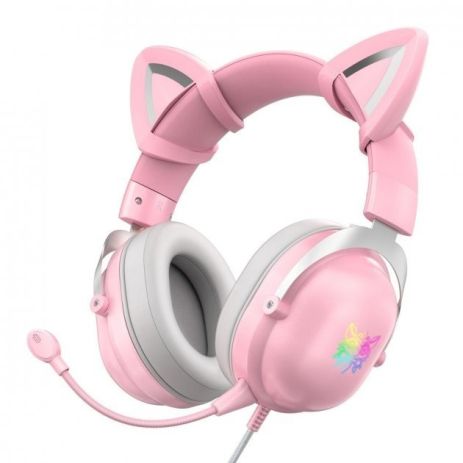 Наушники ONIKUMA Gaming CAT with LED X11 pink