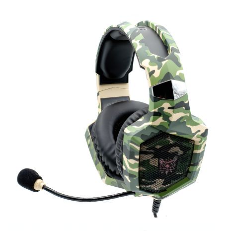 ONIKUMA K8 Gaming with LED, USB, 3.5mm, 2.2m, Camouflage-Green Дротова ігрова гарнітура