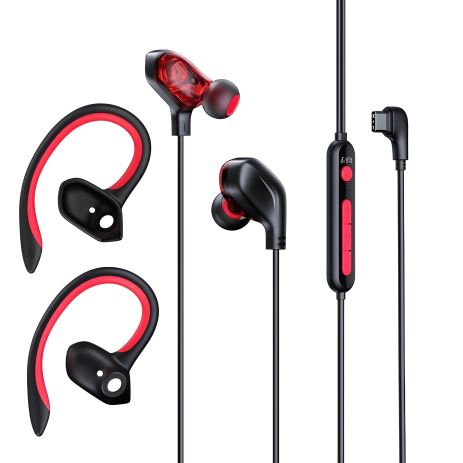 Baseus GAMO Immersive Virtual 3D Game Type-C Earphone red Дротові ігрові навушники