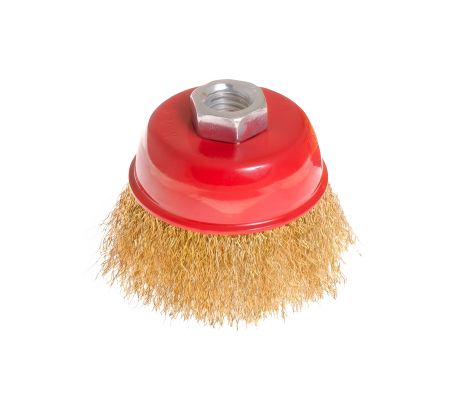 Торцева щітка з латунованого дроту рифленого Ø 65 мм М14 MASTERTOOL 19-7106