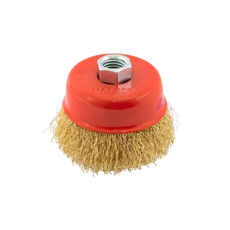 Щетка торцевая MASTERTOOL из латунированной рифленой проволоки Ø 75 мм М14 (арт. 19-7107)