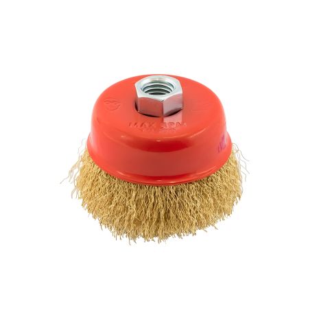 Щетка торцевая MASTERTOOL из латунированной рифленой проволоки Ø 75 мм М14 (арт. 19-7107) Щетка торцевая MASTERTOOL из латунированной рифленой проволоки Ø 75 мм М14 (арт. 19-7107)
