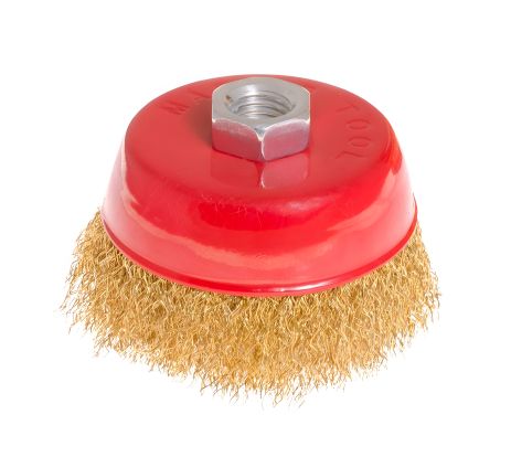 Торцева щітка з латунованого рифленого дроту Ø 85 мм М14 MASTERTOOL 19-7108