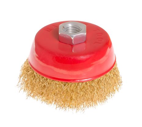 Торцева щітка з латунованого рифленого дроту Ø 85 мм М14 MASTERTOOL 19-7108