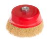Щітка торцева з латунованого рифленого дроту Ø 150 мм М14 MASTERTOOL 19-7115 - шліфувальна