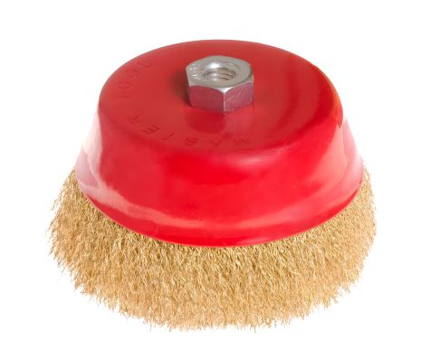 Щітка торцева з латунованого рифленого дроту Ø 150 мм М14 MASTERTOOL 19-7115 - шліфувальна Щітка торцева з латунованого рифленого дроту Ø 150 мм М14 MASTERTOOL 19-7115 - шліфувальна