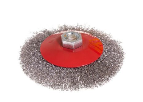 Щетка конусная из рифленой проволоки Ø 115 мм М14 MASTERTOOL 19-8211 Щетка конусная из рифленой проволоки Ø 115 мм М14 MASTERTOOL 19-8211