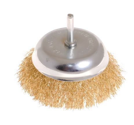 Торцевая щётка из латунированной проволоки Ø 100 мм с осью ¼", MASTERTOOL 19-7410