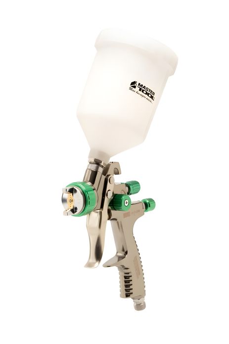 Пневмо краскопульт LVLP ВПЛБ 600 мл Ø1,3 мм круглый/плоский факел 125-170 л/мин 1,5-2,5 бар MASTERTOOL 80-8801