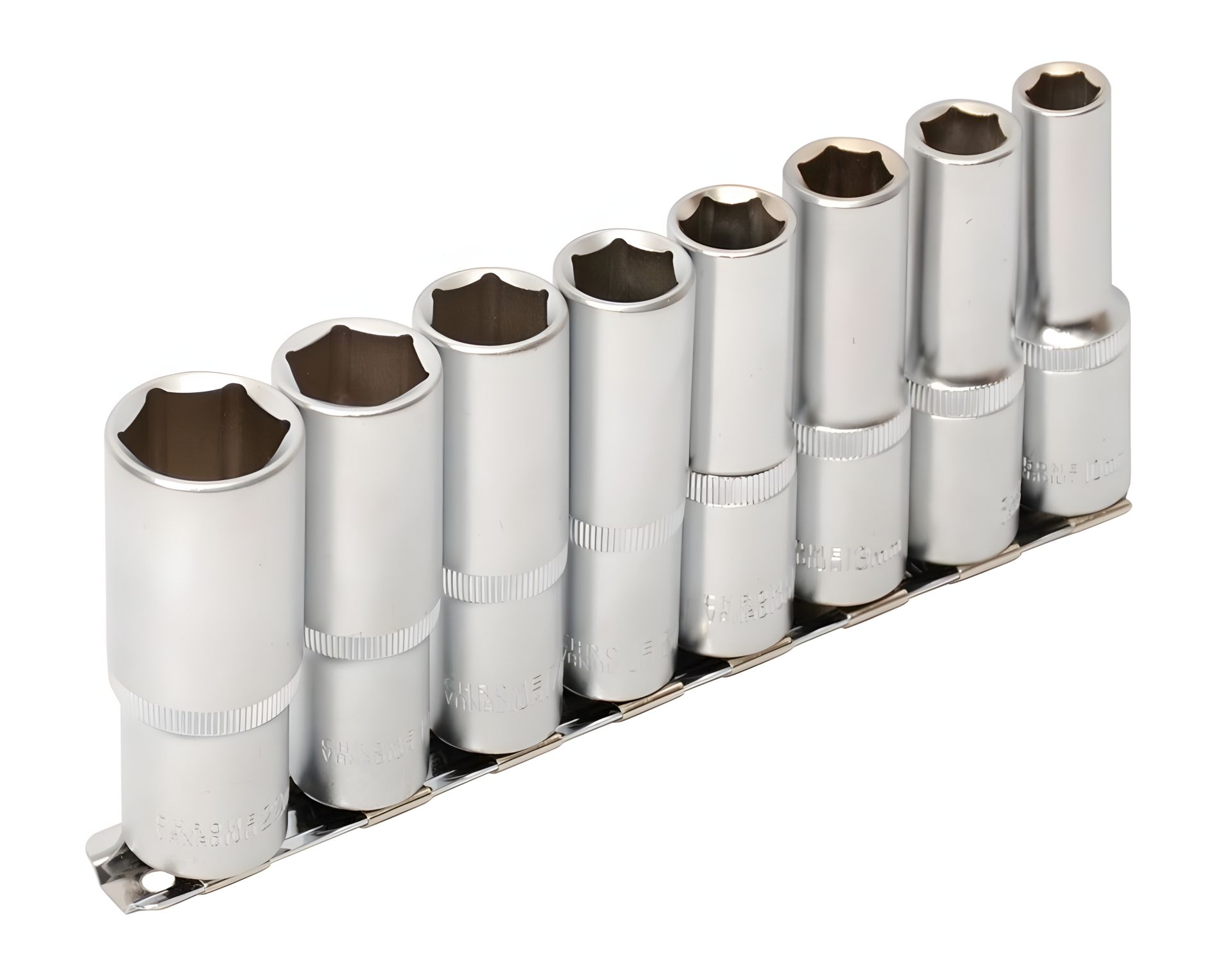 Набор удлиненных торцевых головок MASTERTOOL 78-1208, 6-гранных ½", 10-22 мм, L 78 мм, CrV, 8 шт Набор удлиненных торцевых головок MASTERTOOL 78-1208, 6-гранных ½", 10-22 мм, L 78 мм, CrV, 8 шт