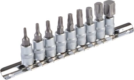 Набір TORX головок з викрутковими насадками ¼" T10-T60 CrV, 9 шт від MASTERTOOL 78-1400 Набір TORX головок з викрутковими насадками ¼" T10-T60 CrV, 9 шт від MASTERTOOL 78-1400