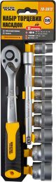 Набор торцевых головок 6-гранных ⅜", 10-24 мм с трещоткой 72 зубца и удлинителем CrV, MASTERTOOL 78-3812, 12 шт