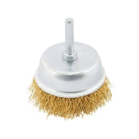 Щітка торцева з латунованого рифленого дроту Ø 65 мм зі стрижнем ¼", MASTERTOOL 19-7406 Щітка торцева з латунованого рифленого дроту Ø 65 мм зі стрижнем ¼", MASTERTOOL 19-7406