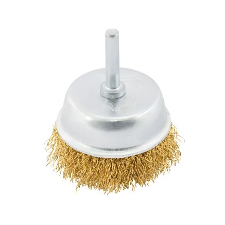 Щітка торцева з латунованого рифленого дроту Ø 65 мм зі стрижнем ¼", MASTERTOOL 19-7406 Щітка торцева з латунованого рифленого дроту Ø 65 мм зі стрижнем ¼", MASTERTOOL 19-7406