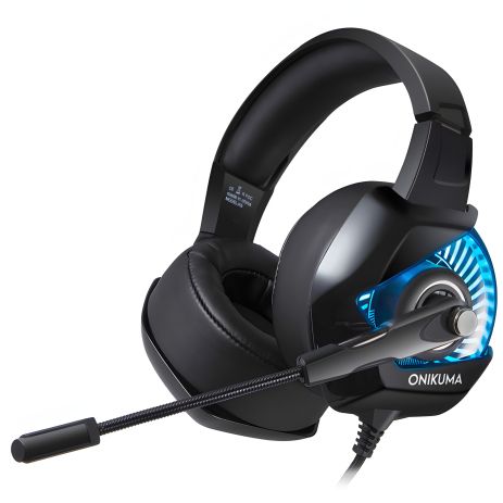 Дротова ігрова гарнітура ONIKUMA Gaming with LED K6, USB, 3.5mm, 2m, black-blue Дротова ігрова гарнітура ONIKUMA Gaming with LED K6, USB, 3.5mm, 2m, black-blue