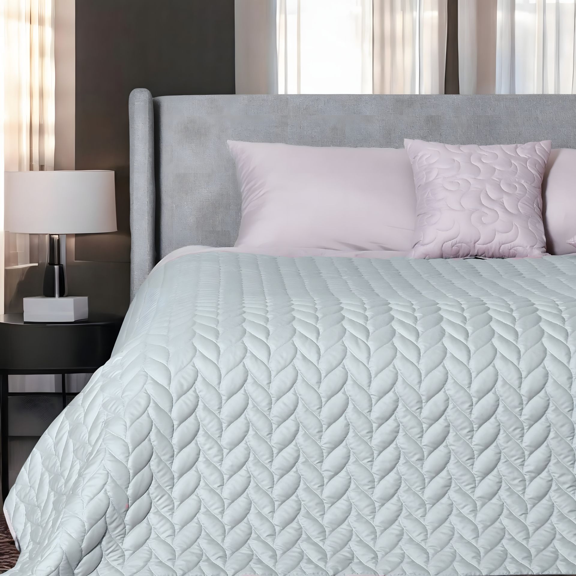 Гипоаллергенное двухстороннее покрывало Warmis IDEIA 220х240 см, мята/св. серый (8-35841*001) Гипоаллергенное двухстороннее покрывало Warmis IDEIA 220х240 см, мята/св. серый (8-35841*001)