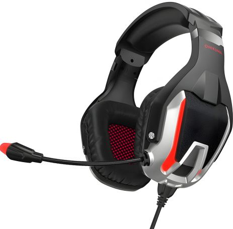 Дротова ігрова гарнітура ONIKUMA Gaming with LED K12, USB, 3.5mm, 2.2m, black-red Дротова ігрова гарнітура ONIKUMA Gaming with LED K12, USB, 3.5mm, 2.2m, black-red
