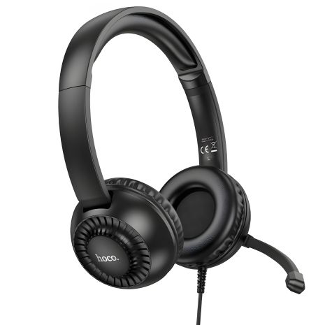 Дротові навушники HOCO Pure headphones W112, Omnidirectional microphone, 3.5mm, 2.8m, black Дротові навушники HOCO Pure headphones W112, Omnidirectional microphone, 3.5mm, 2.8m, black