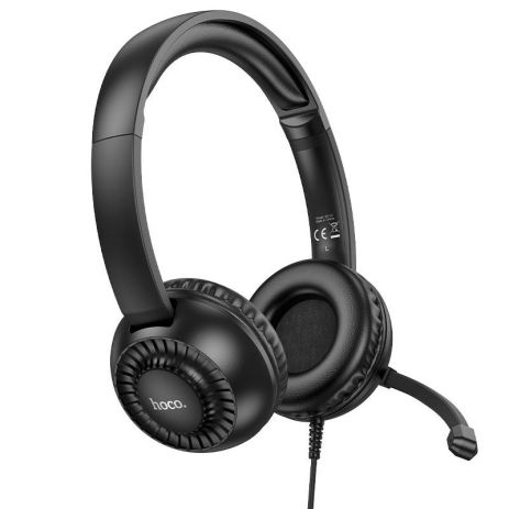 Дротові навушники HOCO Pure headphones W112, Omnidirectional microphone, 3.5mm, 2.8m, black