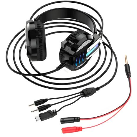 Навушники дротові BOROFONE BO100 gaming Fun LED Hi-Res, USB, 3.5mm, 2.4m, black