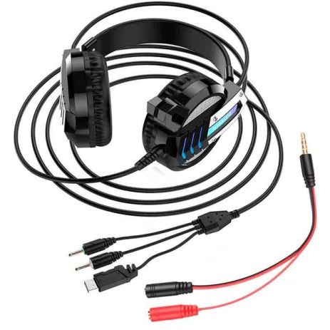 Дротові навушники BOROFONE gaming Fun LED Hi-Res BO100, USB, 3.5mm, 2.4m, black