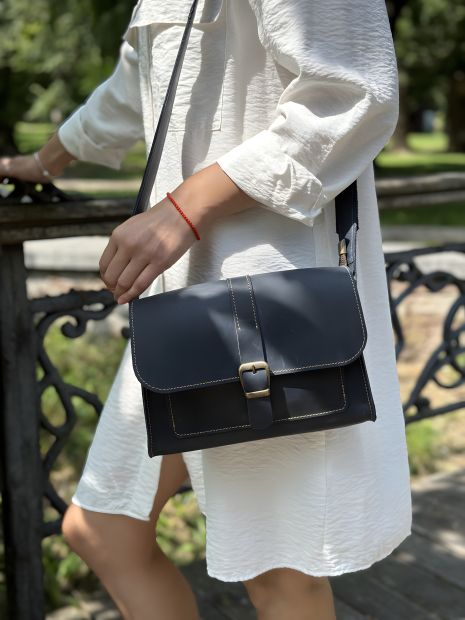 Сумка жіноча через плече GS шкіряна синя