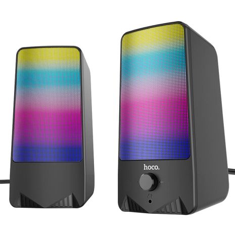 Акустика для ПК HOCO DS14 RGB Rhythmic Spectrum desktop speaker |10W, AUX, Mic| black Акустика для ПК HOCO DS14 RGB Rhythmic Spectrum desktop speaker |10W, AUX, Mic| black
