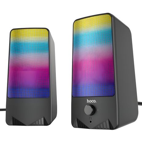 HOCO DS14 RGB Rhythmic Spectrum аудіосистема для ПК, 10W, USB, 3.5mm, Mic, чорний HOCO DS14 RGB Rhythmic Spectrum аудіосистема для ПК, 10W, USB, 3.5mm, Mic, чорний