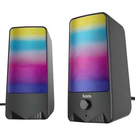 HOCO DS14 RGB Rhythmic Spectrum Desktop Speaker for PC |10W, AUX, Mic| Black