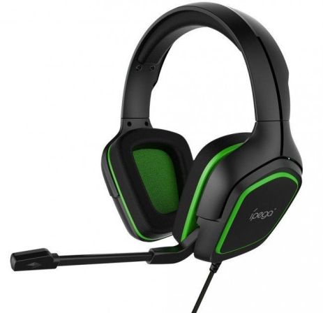 Дротова ігрова гарнітура iPega Gaming PG-R006G, 3.5mm, Noice Reduction, 2m, black-green